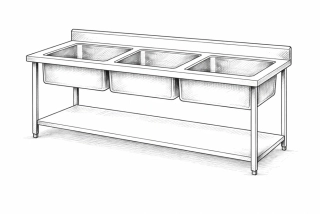 Gastro nerez trojdřez, 150x60x85, s policí